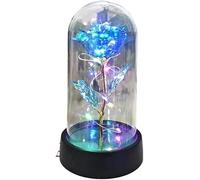 Rosa De Cristal Rosa de cristal, rosa for siempre, regalo del día San Valentín for novia, eterna, flor lámina ligera en cubierta plástico, regalos boda for madres, dama honor(Blue Colored Light)