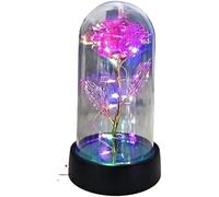 Rosa De Cristal Rosa de cristal, rosa for siempre, regalo del día San Valentín for novia, eterna, flor lámina ligera en cubierta plástico, regalos boda for madres, dama honor(Pink Colored Light)