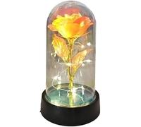 Rosa De Cristal Rosa de cristal, rosa for siempre, regalo del día San Valentín for novia, eterna, flor lámina ligera en cubierta plástico, regalos boda for madres, dama honor(Orange Warm Light)