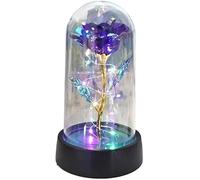 Rosa De Cristal Rosa de cristal, rosa for siempre, regalo del día San Valentín for novia, eterna, flor lámina ligera en cubierta plástico, regalos boda for madres, dama honor(Purple Colored Light)