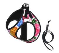 Rosa de Flor de acordeón de Acuarela,Arnés para Mascotas, arnés Reflectante Ajustable para Perros,L