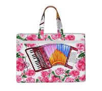 Rosa de flor de acordeón de acuarela,Bolsa de lona para documentos con cremallera, bolso de mano, maletín para la escuela y la oficina.