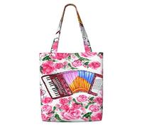 Rosa de flor de acordeón de acuarela,Bolsas de supermercado reutilizables, bolsas de compras, bolsas de lona de gran capacidad, bolso de hombro