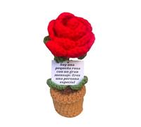 Rosa de Ganchillo Hecha a Mano | Regalo Original con Mensaje | Una pequeña rosa con un gran mensaje. Bolsita y tarjeta incluidas.