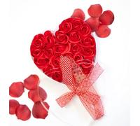Rosa de Jabón, Jabón de Baño, Flores de Rosas, Flores de Jabón, Caja de Regalo corazón, Caja en Forma de Corazón, Jabón perfumado con Rosas
