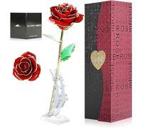Rosa de Oro 24K,Rosa Eterna Flores Chapadas en Oro con Base Soporte Transparente y Caja de Regalo para el Día de San Valentín,el Día de Madre, Mujer,Novia, Esposa,Aniversario,Cumpleaños Regalo