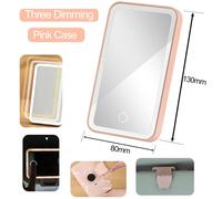 (Rosa di piccole dimensioni) Specchietti interni per auto, parasole, specchio per il trucco a LED HD