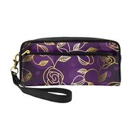 Rosa Dorada-Púrpura, Bolsa de Maquillaje Bolsa de cosméticos Bolsa de Aseo de Viaje portátil Estuche de Cuero para Mujeres y niñas