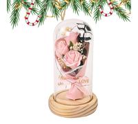 Rosa en la Campana de - Rojo hecho a Mano, Artificial con luces decorativas | Regalo Romántico para Ella, bajo Hermoso Estilo de Vidrio y la , Flores conservadas para mí