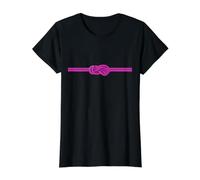 Rosa Escalada Vela Figura Ocho Nudos Cuerda Montañismo Camiseta gráfica económica, Mujer, Negro, M