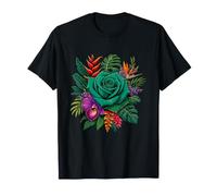 Rosa Esmeralda con Flores Tropicales de la Selva de orquídeas Camiseta