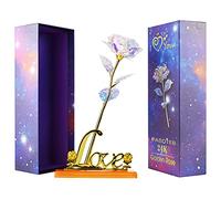 Rosa Eterna 24K Regalo Dia de la Madre Rosa 24K Chapadas en Oro Regalos Originales para Mujer Flores Artificiales con Soporte Regalo Cumpleaños Mujer Regalo Madre Amiga Abuela Suegra Aniversario Bodas