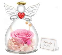 Rosa Eterna Ángel Figura Regalos para Mama,Rosa Preservada Regalos Originales para Mujer,Flores Preservadas Regalo Cumpleaños Mujer Madre,Flor Eterna Regalo Abuela Dia de La Madre Aniversario Navidad