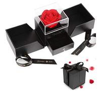 Rosa Eterna, Caja de Joyería Ramos, Rosa Eterna Negro, Caja de Almacenamiento, Regalos para Novia, Madre, Aniversario, San Valentín, Día de la Madre