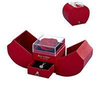 Rosa Eterna,Caja de Rosa Real Natural Preservada,Caja de Joyería de Rosa Eterna, Regalo de Cumpleaños Perfecto,Día de San Valentín,Día de la Madre,Aniversario,Navidad para Mamá Novia Hermana y Mujeres