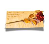 Rosa Eterna con base de Madera Personalizada-Rosa Dorada con Grabado Láser-Guarda un Video de Enamorados con Fotos y Música - Ideal para Aniversario, Sant Jordi, San Valentín y Día de la Madre
