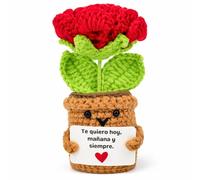 Rosa Eterna de Ganchillo - Regalo Aniversario para Pareja, Novia o Mujer | Detalle Original de San Valentín, Sant Jordi o Cumpleaños para Enamorados | Regalos Románticos para decir “Te quiero” (Rosa)