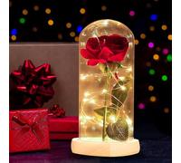 Rosa eterna, Flores Artificiales bajo Campana, Rosa mágica con Banda Luminosa LED, Rosa Regalo para cumpleaños, día de San Valentín, día de la Madre y cumpleaños