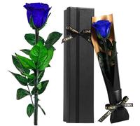 Rosa Eterna Natural Preservada con Tallo, Regalo de San Valentín para Ella,Flores Preservadas Ideas Regalos para Mama Novia Abuela Hermana Esposa, Regalo Aniversario Cumpleaños, Te Amo Regalo, Azul