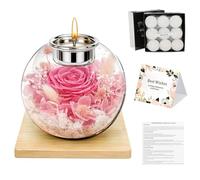 Rosa Eterna Natural Preservada，Regali di Compleanno per Donne, 18 Velas Perfumadas Vere Rose eterne con Coperchio in Vetro, Regali per Donne, Sorelle, fidanzate per Compleanni, Rin (Rosa)