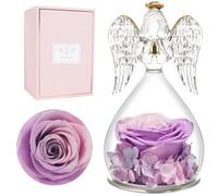 Rosa Eterna Regalos Originales para Mujer, Flores Preservadas en Ángel Figura Regalo Cumpleaños Mujer Madre, Flor Eterna Regalo Mama Abuela de Navidad San Valentín Dia De la Madre Aniversario Pareja