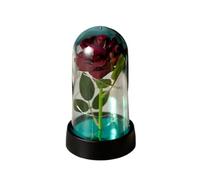 Rosa Eterna, Rosa Eterna Natural Preservada Flor de aluminio con luz Rosa eterna en cubierta cristal, recuerdos aniversario, regalos boda for invitados, dama honor, Día San Valentín(Wine red)