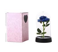Rosa Eterna, Rosa Eterna Natural Preservada Flores de rosas artificiales, flores eternas en cubierta cristal, luz rosa, regalo cumpleaños y boda, adornos luminiscentes for el Día San Valentín(S2)