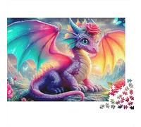 Rosa Extra Thick Cardboard Impresión de dragón de fantasía Jigsaw Puzzle Adults Stress Relief Indoor Activity Gift for Teen Puzzle Enthusiasts 12 18 Years 38x26cm/1000pcs