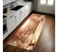 Rosa Felpudo Pasillo 40 x 120 cm Esfera geométrica Flor de Cerezo Antideslizante Alfombra de Corredor Suave para Cocina, Entrada y Decoración del Hogar