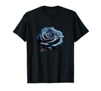 Rosa Flor Floral Negro Azul Camiseta