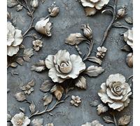 Rosa Flores Papel de Pared Autoadhesivo 3D Piedra Relieve Pelar y Pegar Papel Pintado Adhesivo Impermeable Mate Removible Wallpaper para Dormitorio Muebles Armario Pared Salon Pegatina 0.45x3 m