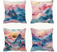 Rosa Funda Almohada 45x45 Paisaje Funda Cojin 45x45 Cojines Sofa Lino Fundas Almohadas Cuadrada Fundas Cojines Juego 4 Protector Almohada Cervicales y Cuello Pillows, para Jardin Dormitorio E - 830