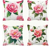 Rosa Funda Almohada 45x45 Verde Funda Cojin 45x45 Cojines Sofa Lino Fundas Almohadas Cuadrada Fundas Cojines Juego 4 Protector Almohada Cervicales y Cuello Pillows, para Exterior Dormitorio E - 904