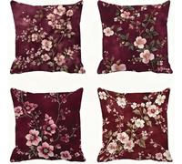 Rosa Funda Almohada 50x50 Flor Funda Cojin 50x50 Cojines Sofa Lino Fundas Almohadas Cuadrada Fundas Cojines Juego 4 Protector Almohada Cervicales y Cuello Pillows, para Exterior Dormitorio E - 870