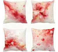 Rosa Funda Almohada 65x65 Flor Funda Cojin 65x65 Cojines Sofa Lino Fundas Almohadas Cuadrada Fundas Cojines Juego 4 Protector Almohada Cervicales y Cuello Pillows, para Exterior Dormitorio E - 760
