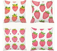 Rosa Funda Almohada 80x80 Fruta Funda Cojin 80x80 Cojines Sofa Lino Fundas Almohadas Cuadrada Fundas Cojines Juego 4 Protector Almohada Cervicales y Cuello Pillows, para Exterior Dormitorio E - 855