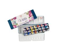 Rosa Gallery Juego de Pinturas de Acuarela Profesionales Románticas, 21 Acuarelas de 2,5 ml, Kit de Pinturas de Alta Resistencia a la Luz para Artistas, Adulto, Caja Metálica Ligera y Portátil