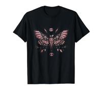Rosa Gótico Death's-Head Polilla Celestial Botánico Illustrati Camiseta gráfica económica, Hombre, Negro, M