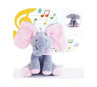 (Rosa Gris) Peek-a-boo Elefante Cantando Bebé Peluche Juguete de Peluche Rosa Animado Niños Muñeca