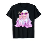 Rosa Halloween Ghost Girl Boo Leopardo Guepardo Café Helado Camiseta