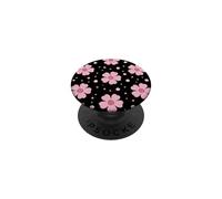 Rosa Happy Flower Ditsy Black Flowers Floral PopSockets PopGrip Adhesivo