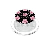 Rosa Happy Flower Ditsy Black Flowers Floral PopSockets PopGrip para MagSafe