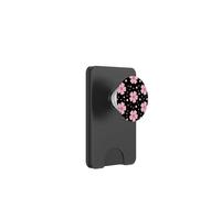 Rosa Happy Flower Ditsy Black Flowers Floral PopSockets PopWallet para MagSafe