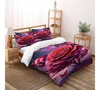 Rosa Juego De Ropa De Cama Elegant Comfort Lujoso Flor Funda De Edredón 3 Piezas -Incluye 2 Fundas De Almohada(50 * 75),Super King(260x220cm)