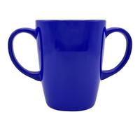 Rosa Lifestyle Taza de melamina con dos asas, ligera de 126 g, capacidad de 400 ml, ayuda de movilidad para la vida diaria para ancianos, demencia, temblores, artritis y agarre débil (azul)