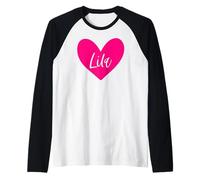 Rosa Lila Nombre Corazón Amor Mujer Niña Amigo Personalizado Camiseta Manga Raglan