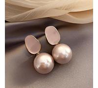 (Rosa) Lindos pendientes de perlas de imitación con temperamento para mujer, esmalte elegante, estilo