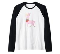 Rosa Llama Enamorada Rosa Camiseta Manga Raglan