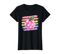 Rosa Manzana Margarita Flor Pincelada Camiseta gráfica económica, Mujer, Negro, XS