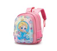 (Rosa) Mochila de Elsa Frozen de gran capacidad para estudiantes, transpirable, informal y de moda.